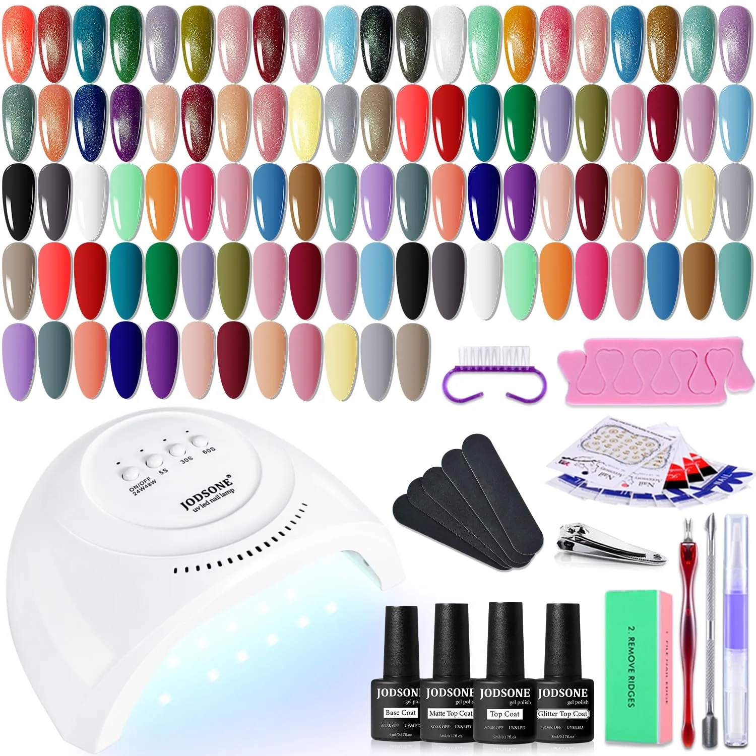 10-Color Gel Nail Polish Set with Mini UV Lamp - No Wipe Base and Top Coat for Year-Round Use