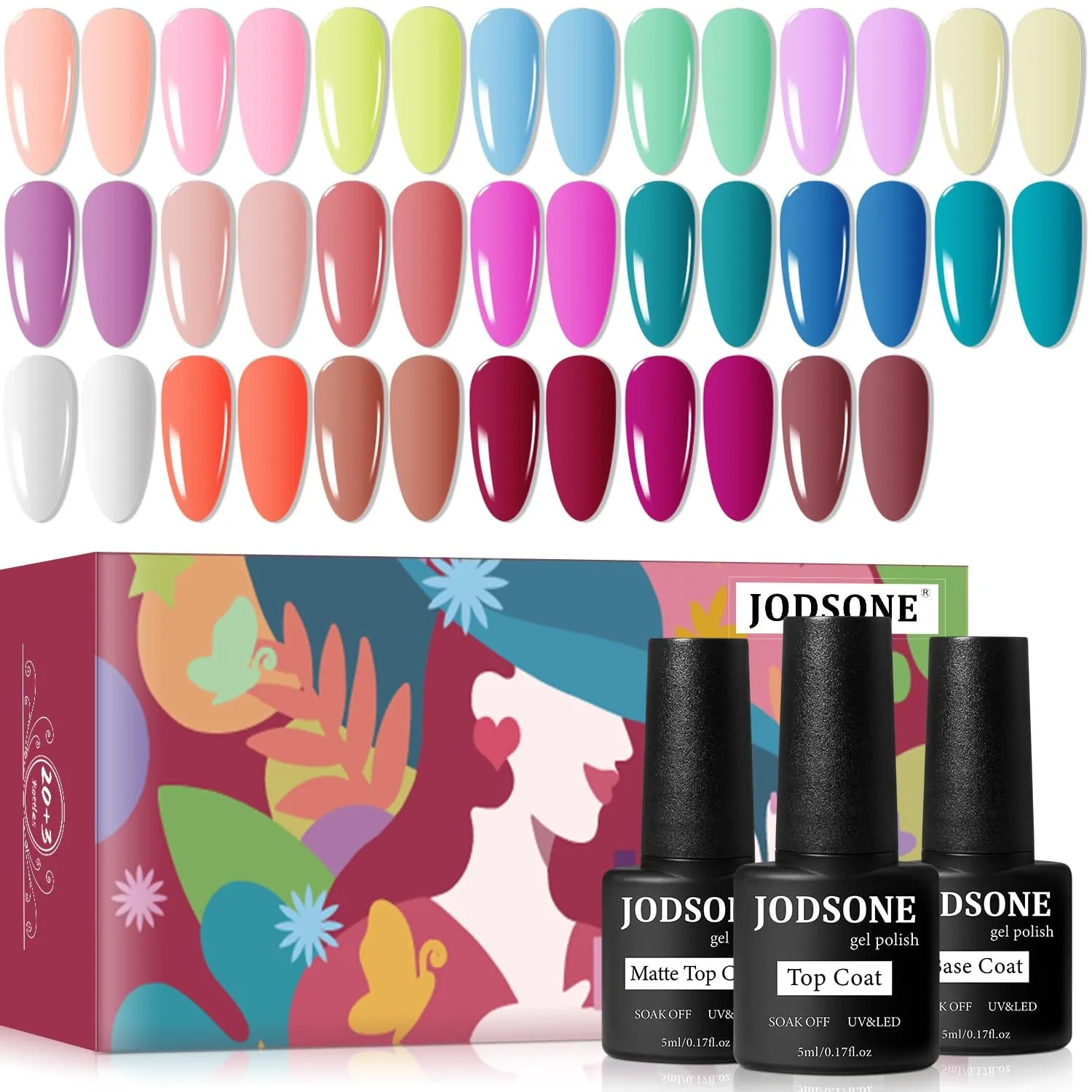 10-Color Gel Nail Polish Set with Mini UV Lamp - No Wipe Base and Top Coat for Year-Round Use