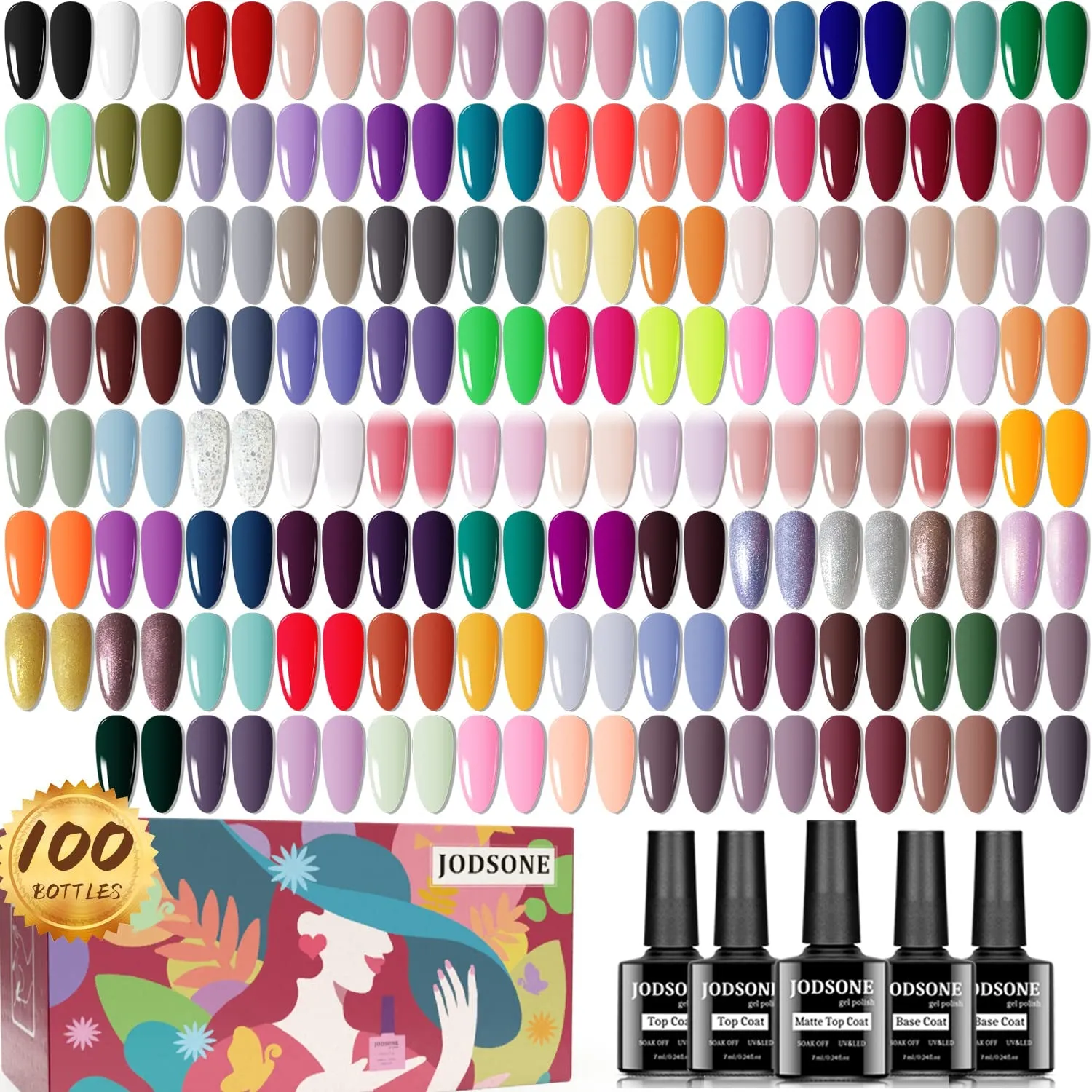 10-Color Gel Nail Polish Set with Mini UV Lamp - No Wipe Base and Top Coat for Year-Round Use