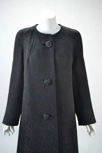 1960s Golet Black Matelasse Coat