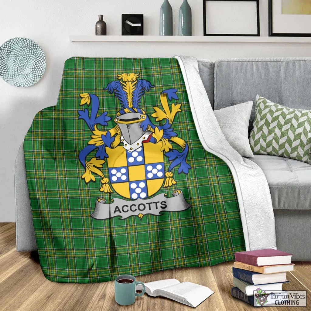 Accotts Irish Clan Tartan Blanket with Coat of Arms