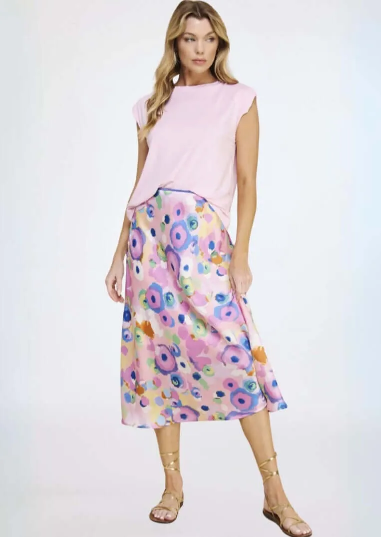 Add Some Color Pink & Lilac Midi Skirt Made in USA