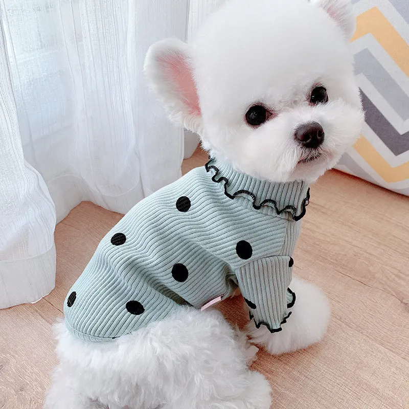 Adorable Polkadot Turtleneck Pet Shirt