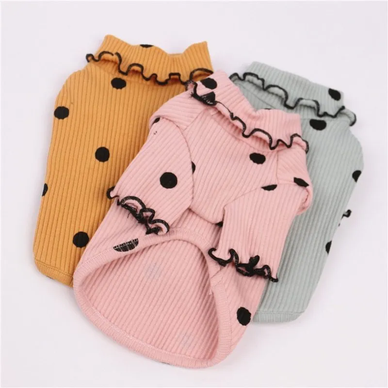 Adorable Polkadot Turtleneck Pet Shirt