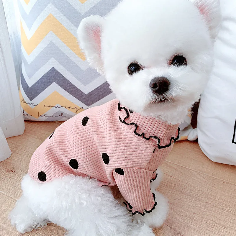 Adorable Polkadot Turtleneck Pet Shirt