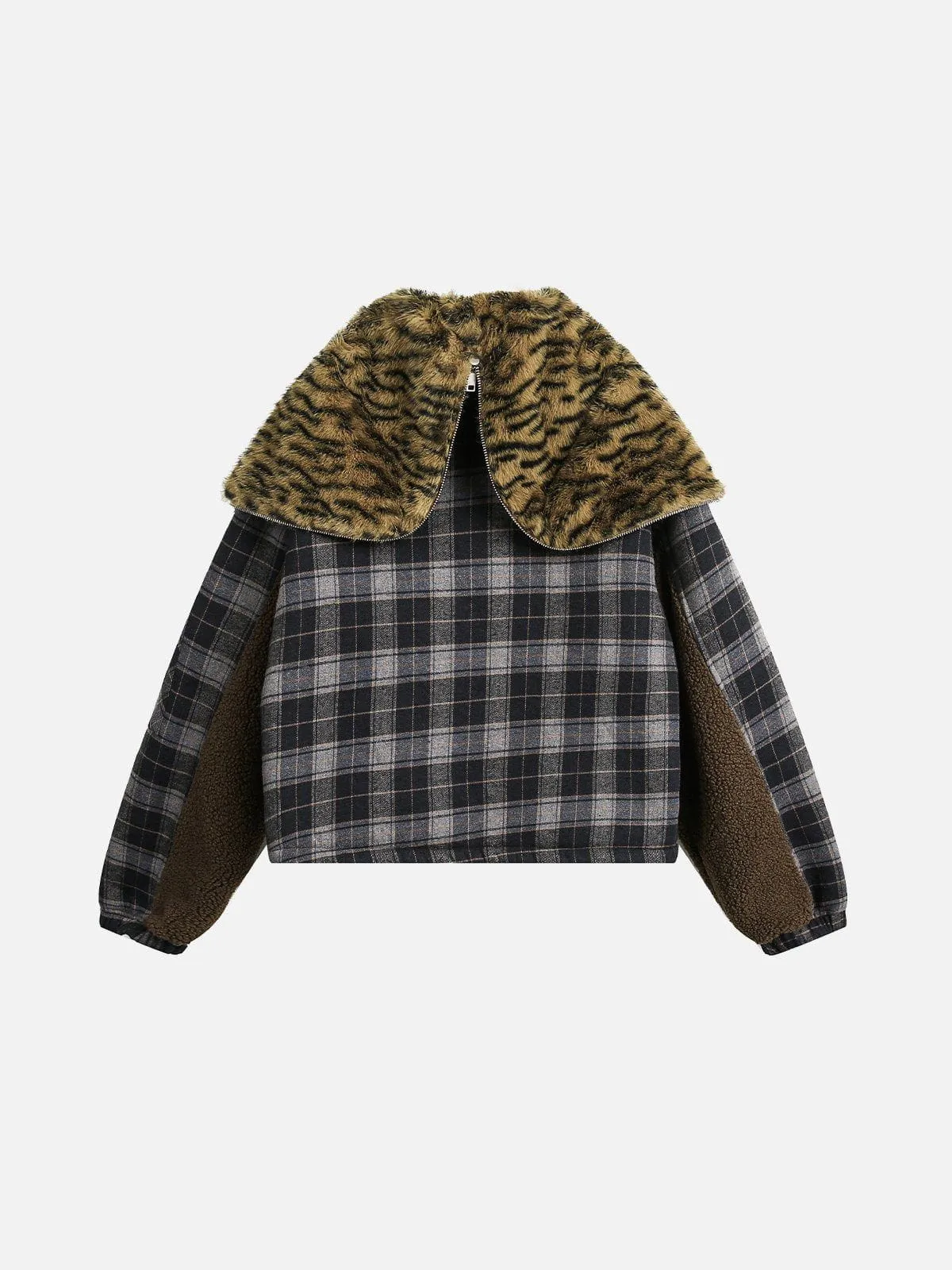 Aelfric Eden Detachable Leopard Print Hat Cropped Coat