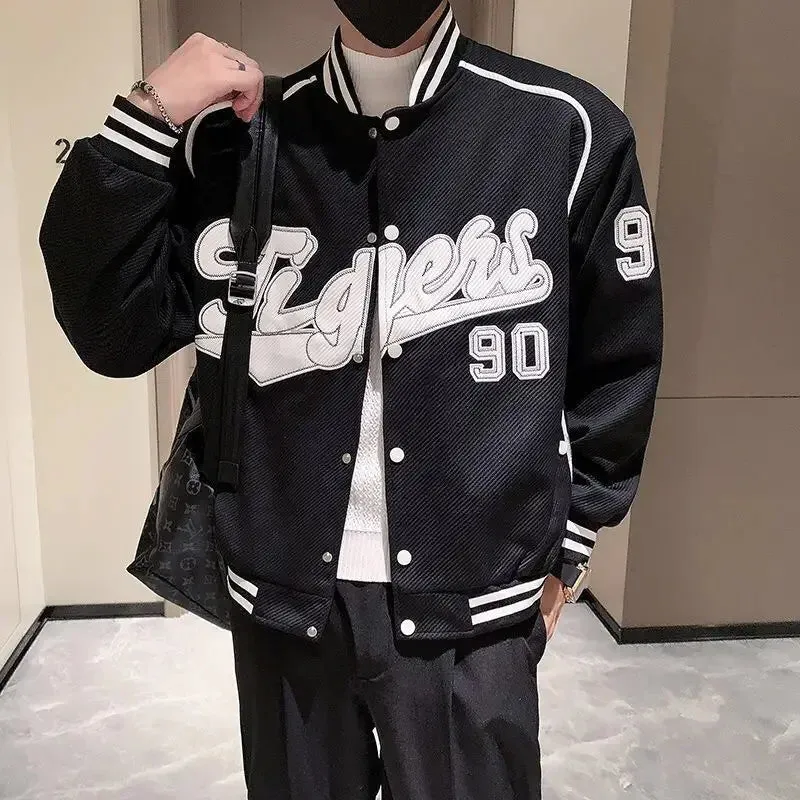 Aidase Japanese Hip Hop Baseball Uniform Jacket Men's Velvet Thickened Jacket Korean Style 2024 Spring Autumn Handsome Aesthetic Coat