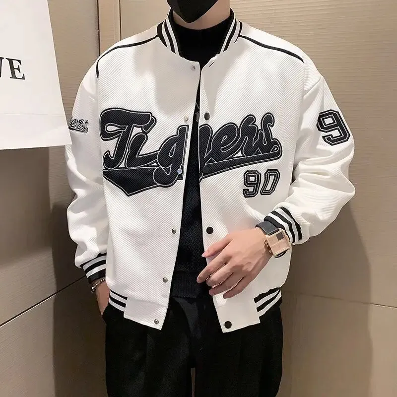 Aidase Japanese Hip Hop Baseball Uniform Jacket Men's Velvet Thickened Jacket Korean Style 2024 Spring Autumn Handsome Aesthetic Coat