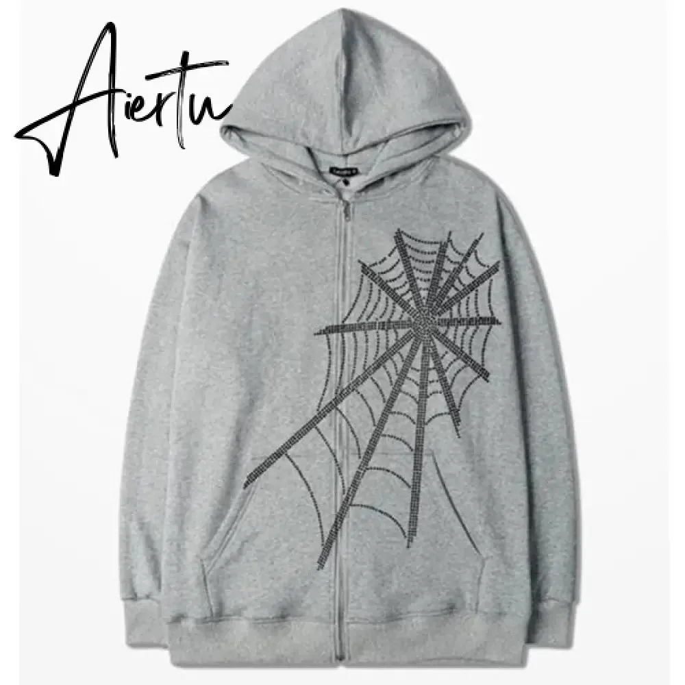 Aiertu Y2K Gothic Sweatshirt Oversized Hoodie Women Autumn Zip Up Long Sleeve Coat Top Female 90S Vintage E-Harajuku Grunge Clothes