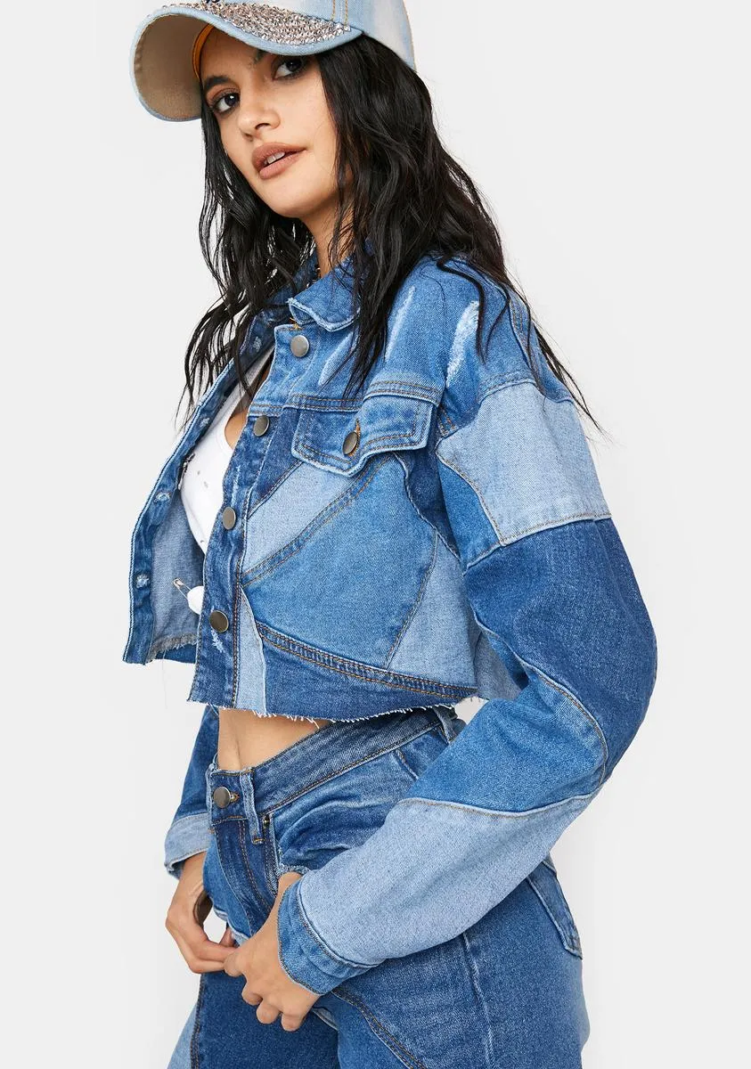 Always Wonder Patchwork Denim Cropped Jacket