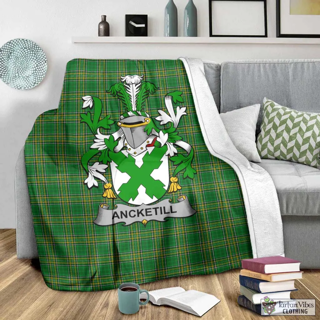 Ancketill Irish Clan Tartan Blanket with Coat of Arms