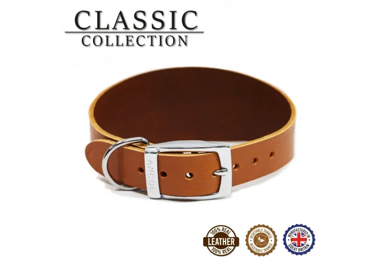 Ancol - Classic Leather Hound Collar - Black - Whippet (Size 2 - 14")