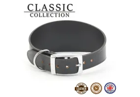 Ancol - Classic Leather Hound Collar - Black - Whippet (Size 2 - 14")