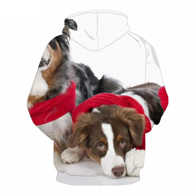 Animal Hoodie Men Christmas Hoodie Print Dog Sweatshirt Printed Lovely Hoody Anime