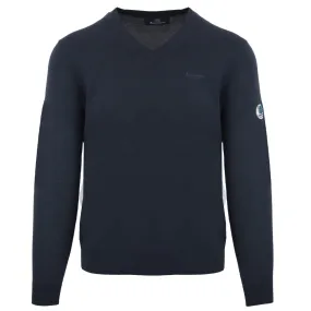 Aquascutum V-Neck Navy Blue Pull Over Jumper