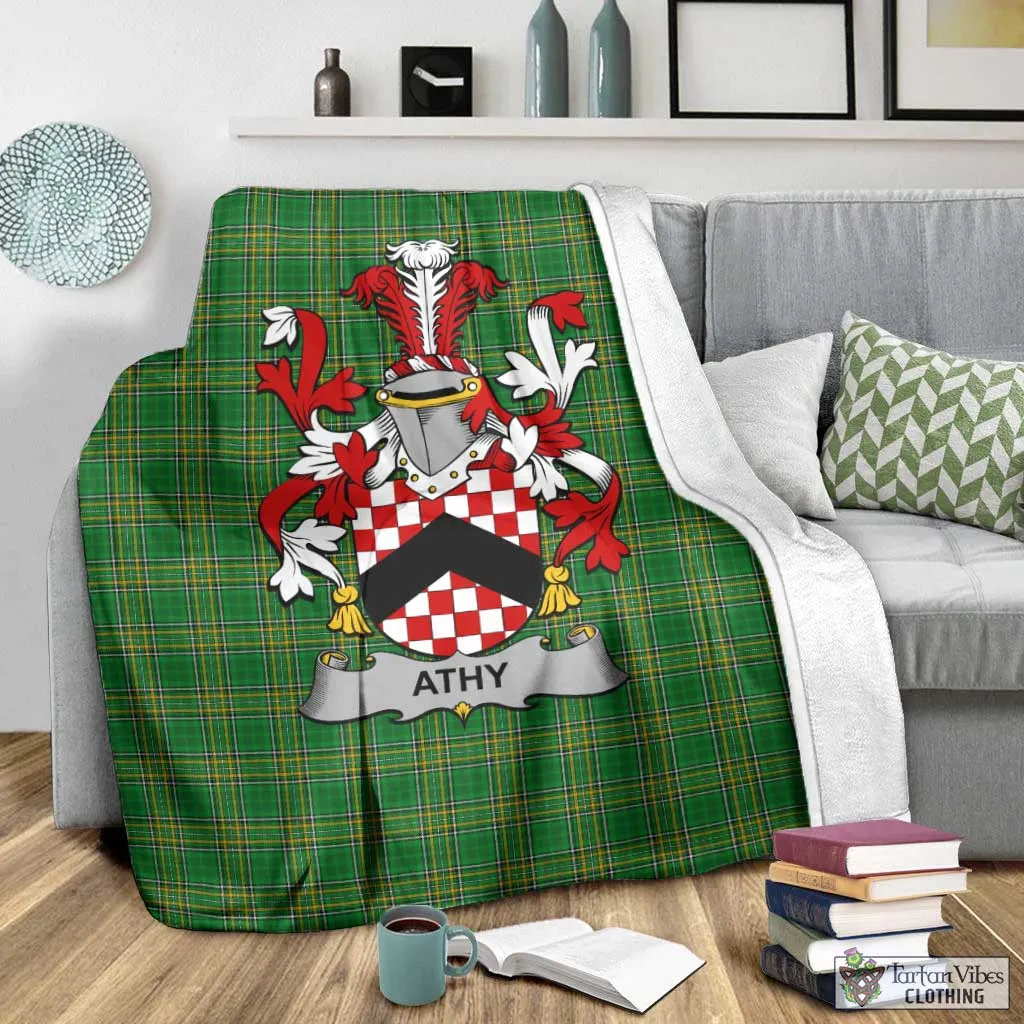 Athy Irish Clan Tartan Blanket with Coat of Arms