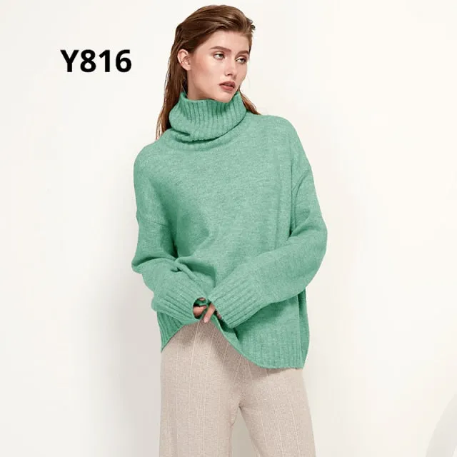 Autumn Winter Women Knitted Turtleneck