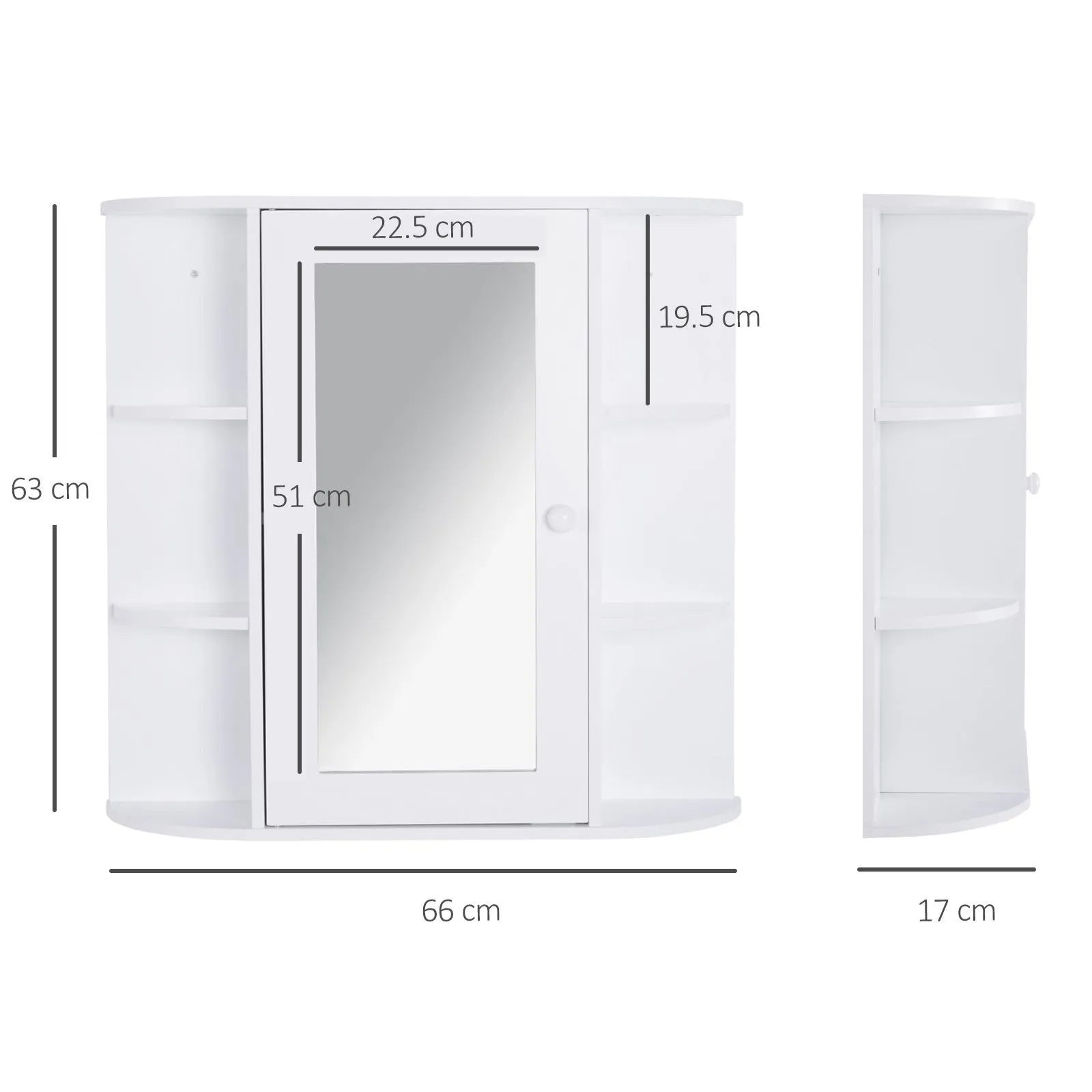 Bathroom Mirror Cabinet, Wall Mounted Storage Cupboard with Mirror Single Door Storage Organizer 2-tier Inner Shelves, White