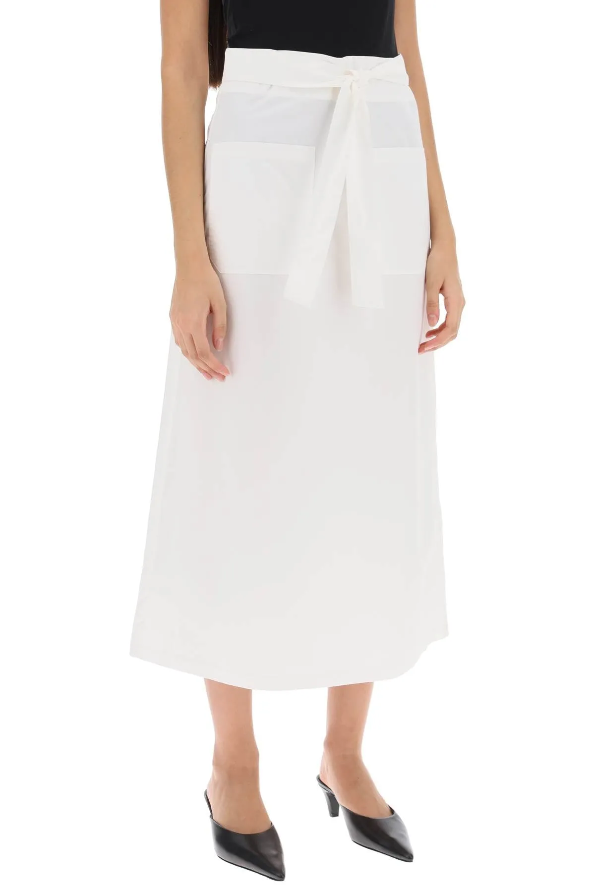 belted midi skirt