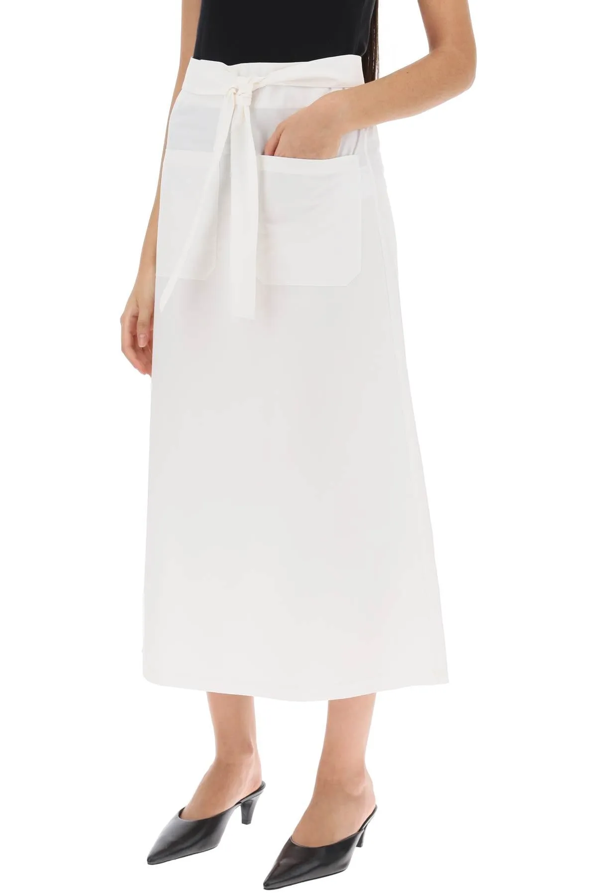 belted midi skirt