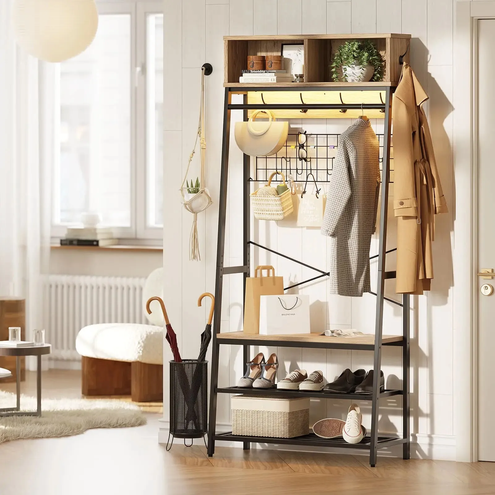 Bestier Entryway Coat Rack with LED Lights