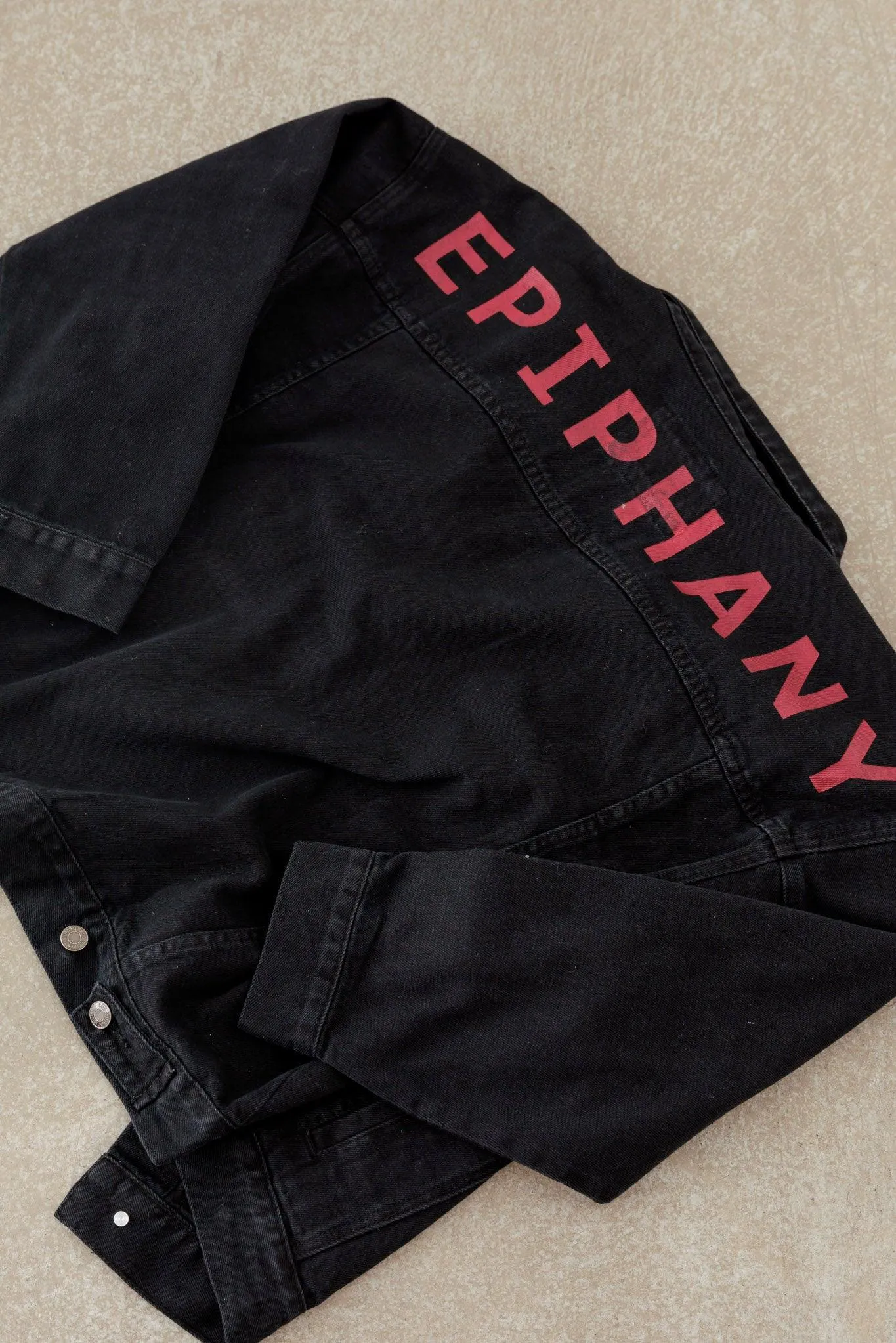 Black Cotton "EPIPHANY" Graphic Denim Jacket