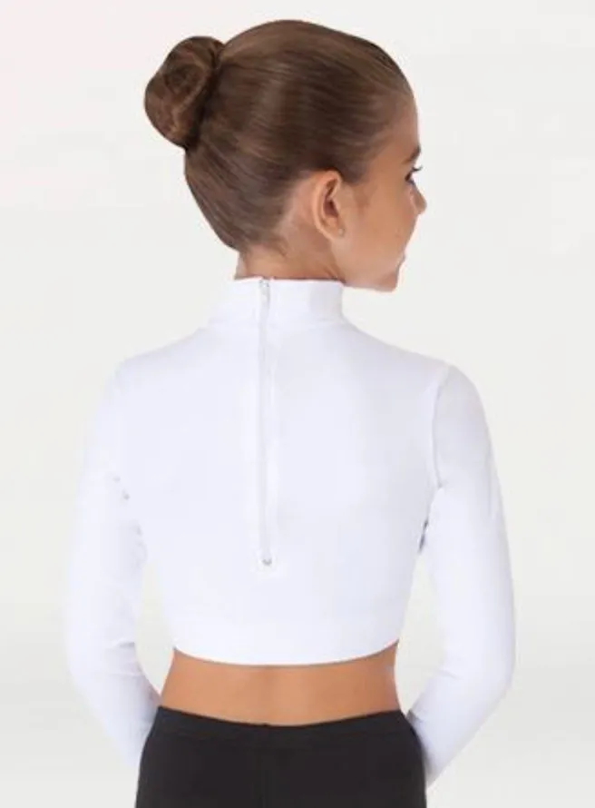 Body Wrappers - ProWEAR Long Sleeve Turtleneck Midriff Pullover - Adult (BWP206) - White