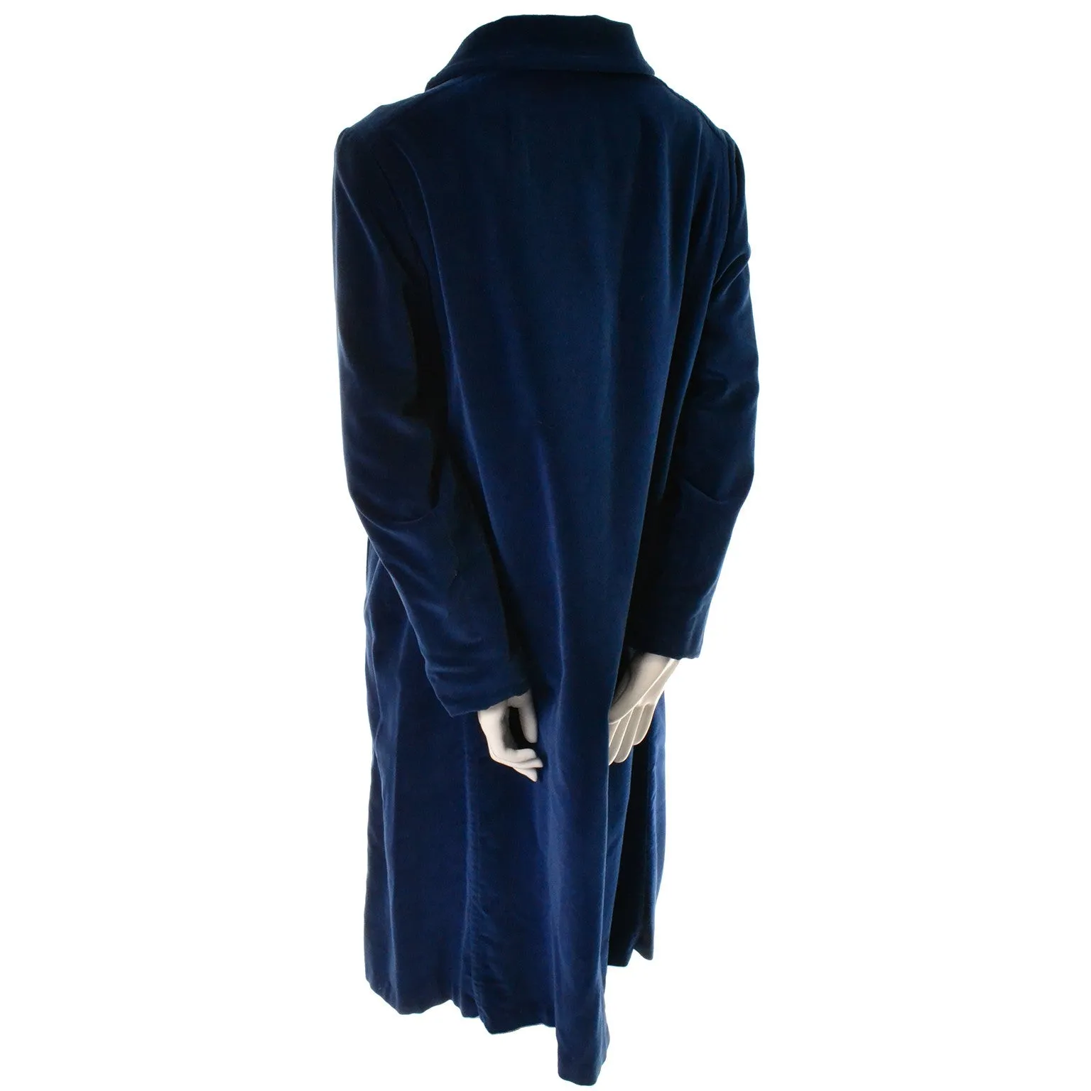 Bon Marche Russells Blue Velvet Vintage Coat Double Breasted 1960s