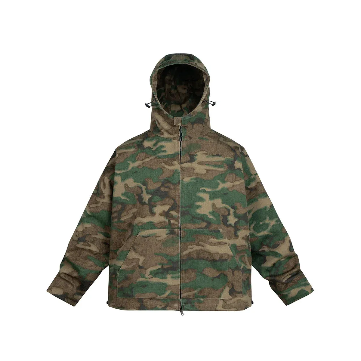 Bonsir Streetwear Color Match Camouflage Hooded Jacket for Men and Women Windbreaker Casual Loose Coat Outwear Baggy Patchwork Clothes