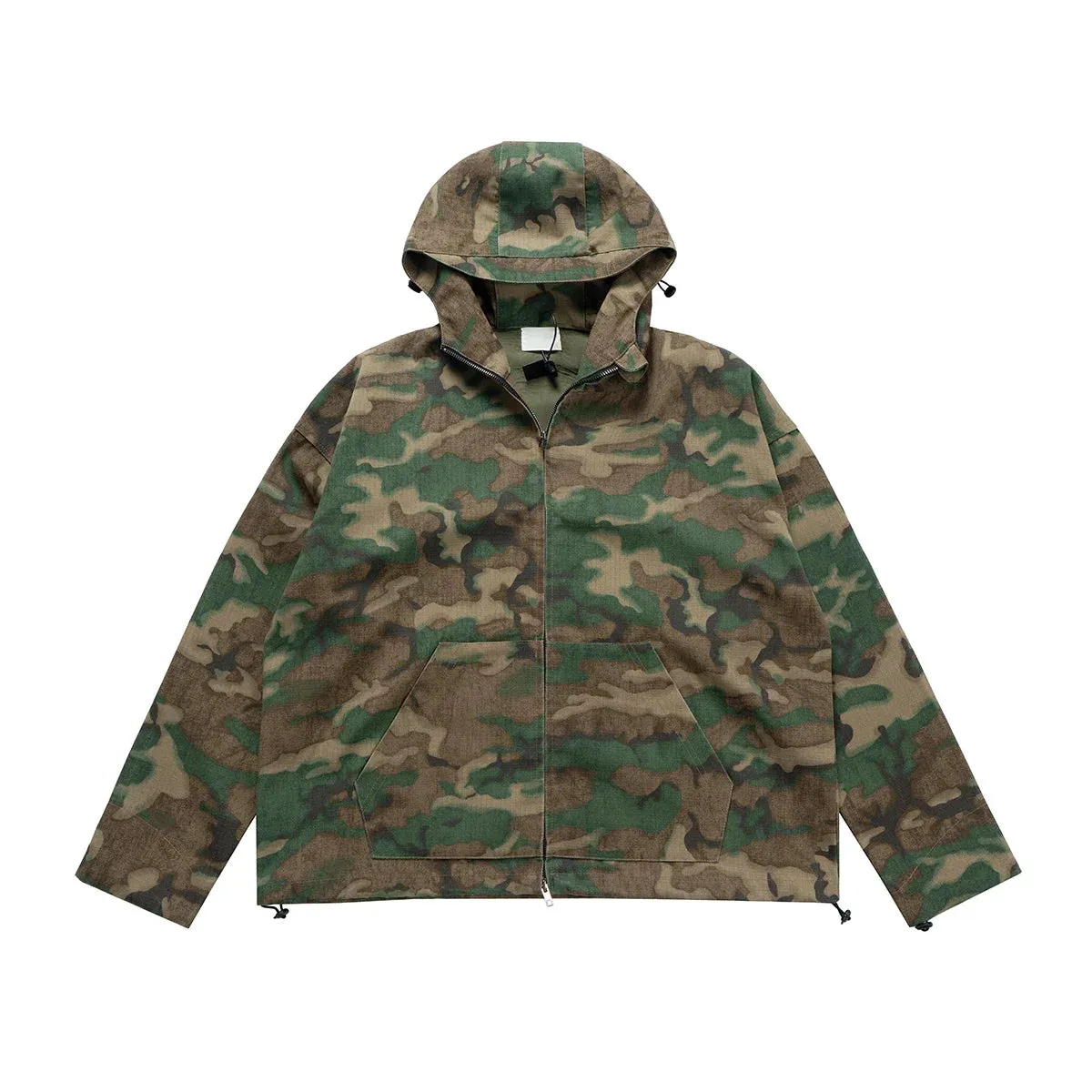 Bonsir Streetwear Color Match Camouflage Hooded Jacket for Men and Women Windbreaker Casual Loose Coat Outwear Baggy Patchwork Clothes