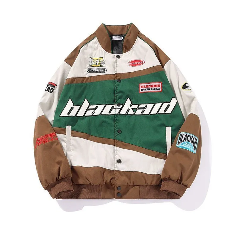 Bonsir Streetwear Letter Print Motorcycle Jacket Men Chaquetas Hombre Hip Hop Vintage Cotton Couples Spring Baseball Jacket Unisex Coat