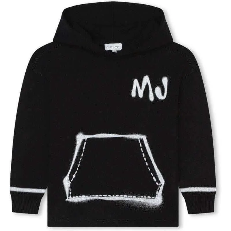 Boys Black & White Spraypaint Hoodie