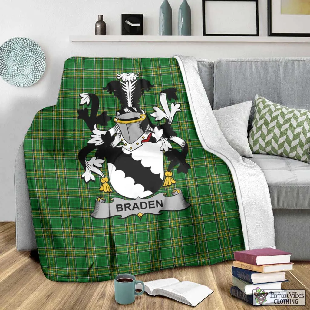 Braden Irish Clan Tartan Blanket with Coat of Arms