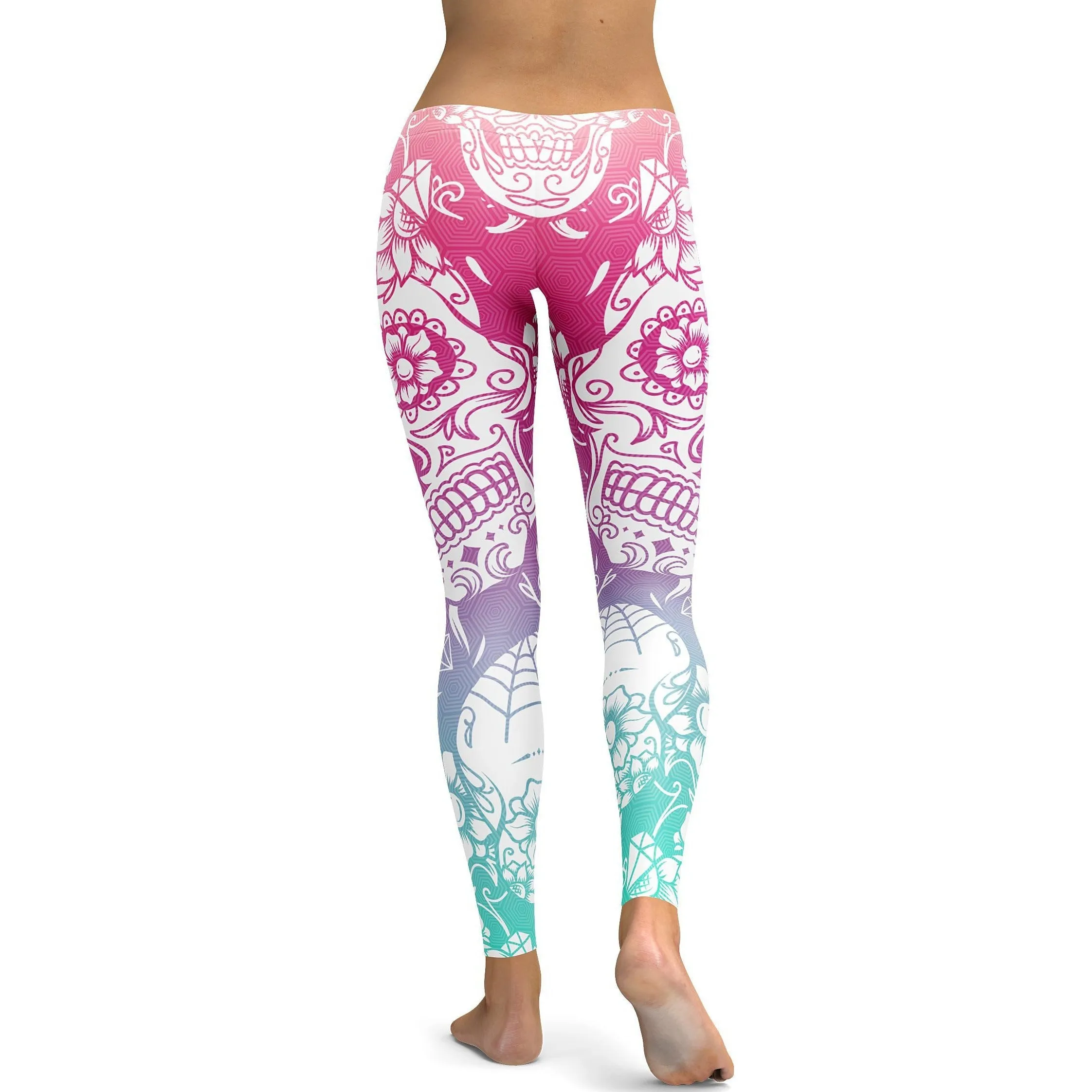 Bright Sugar Skull Leggings