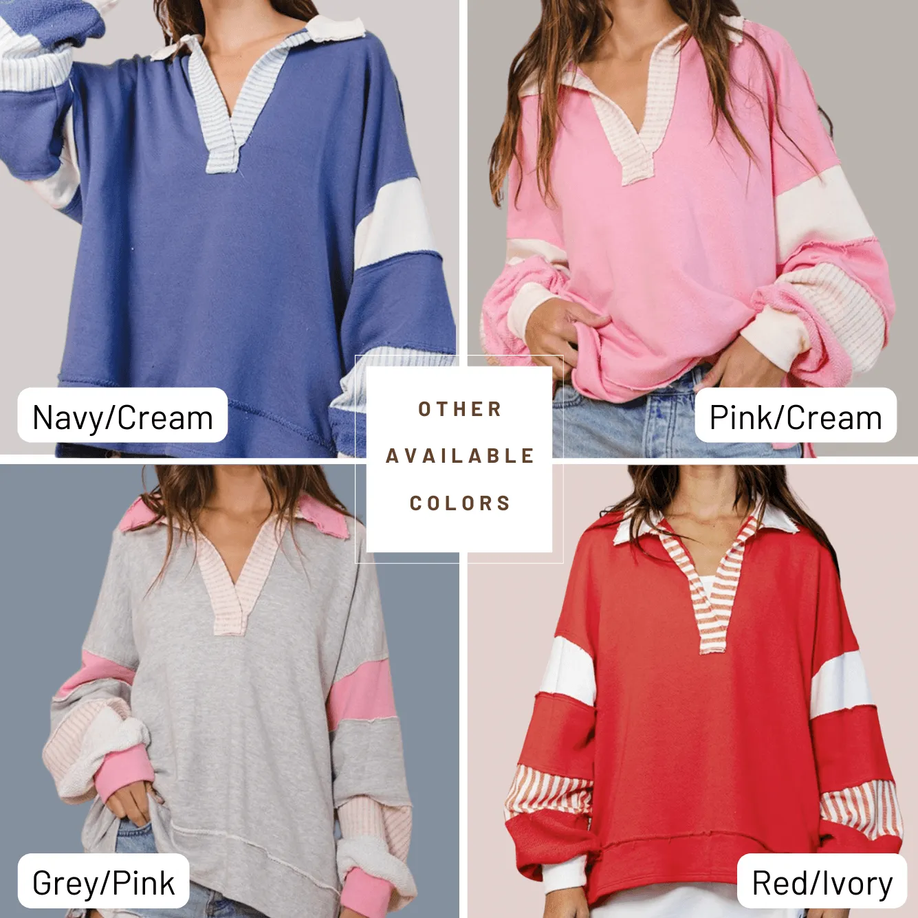 Bucket List Favorite Oversized Sweatshirt in Grey/Pink Made in USA