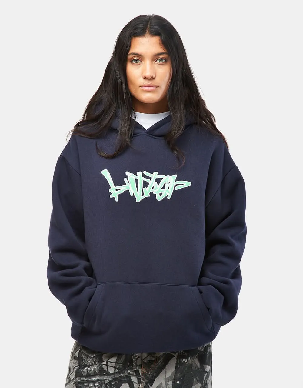 Butter Goods Scratch Applique Pullover Hoodie - Deep Navy