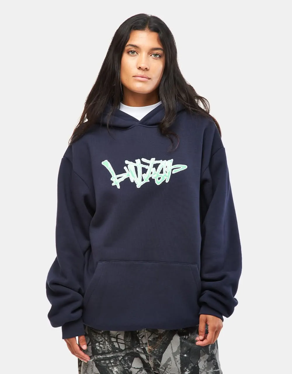 Butter Goods Scratch Applique Pullover Hoodie - Deep Navy