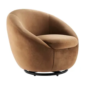 Buttercup Performance Velvet Performance Velvet Swivel Chair By Modway - EEI-5007 - Black Cognac