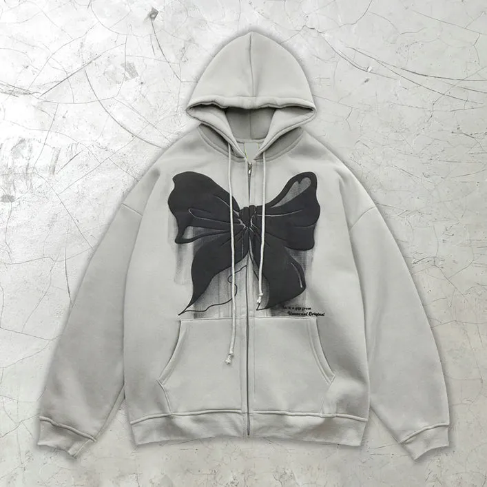 Butterfly Pattern Fashion Street Loose Long Sleeve Hoodie