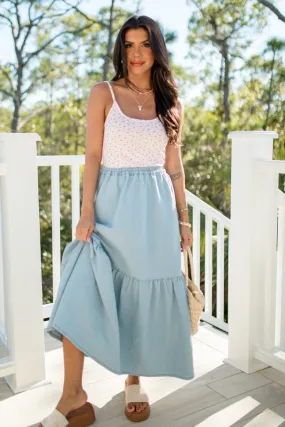 By Your Side Denim Midi Skirt