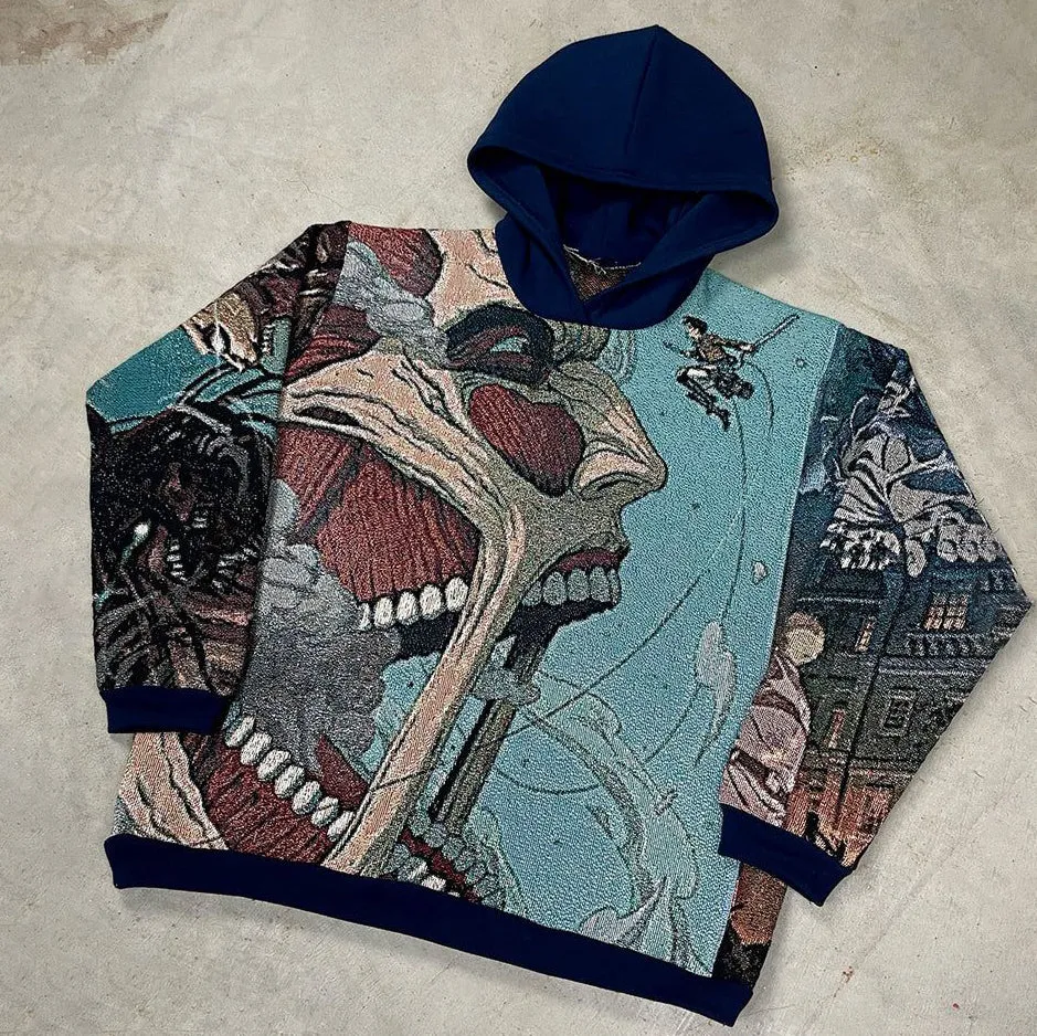 Cartoon Pattern Retro Street Hip-Hop Hoodie