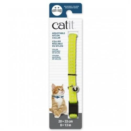 Catit Adjustable Breakaway Nylon Cat Collar Reflective Yellow