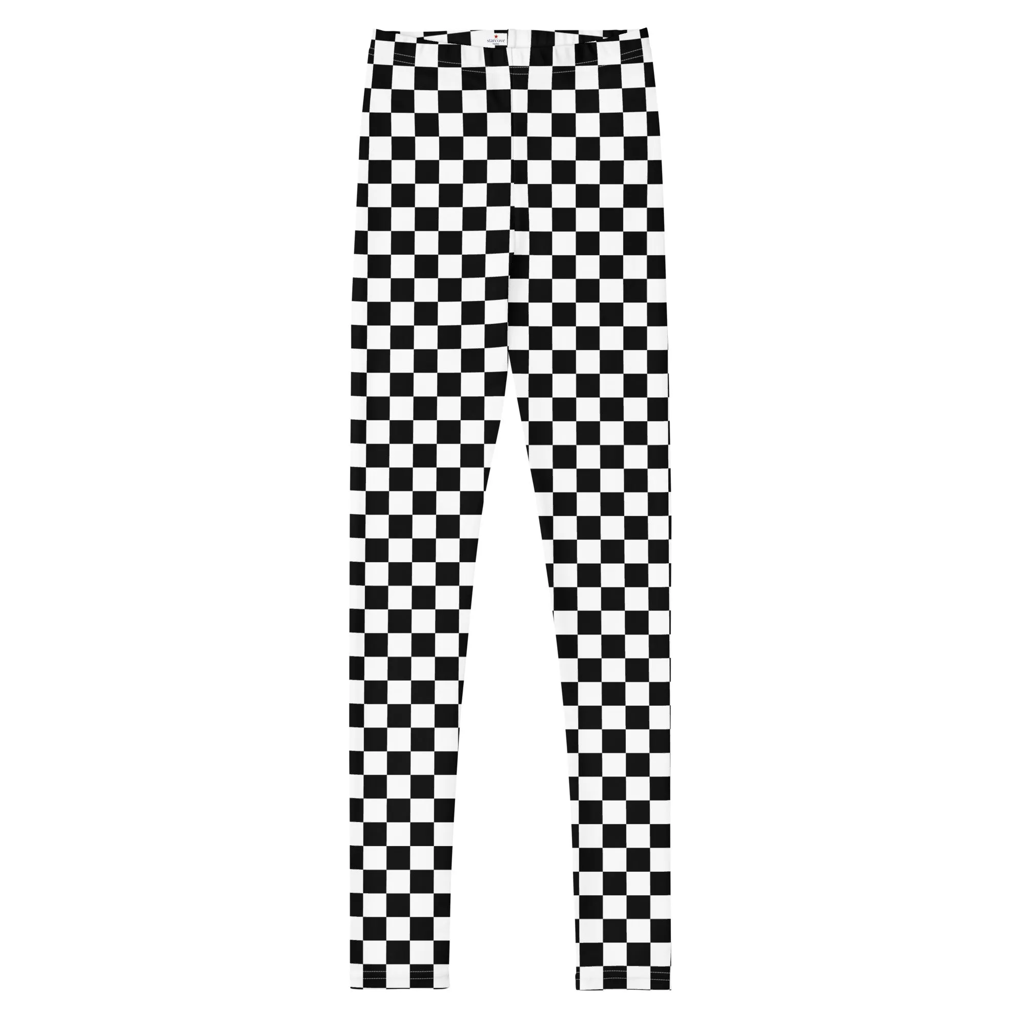 Checkered Kids Girls Leggings (8-20), Black and White Check Tweens Teens Toddler Children Cute Printed Yoga Pants Fun Tights Gift