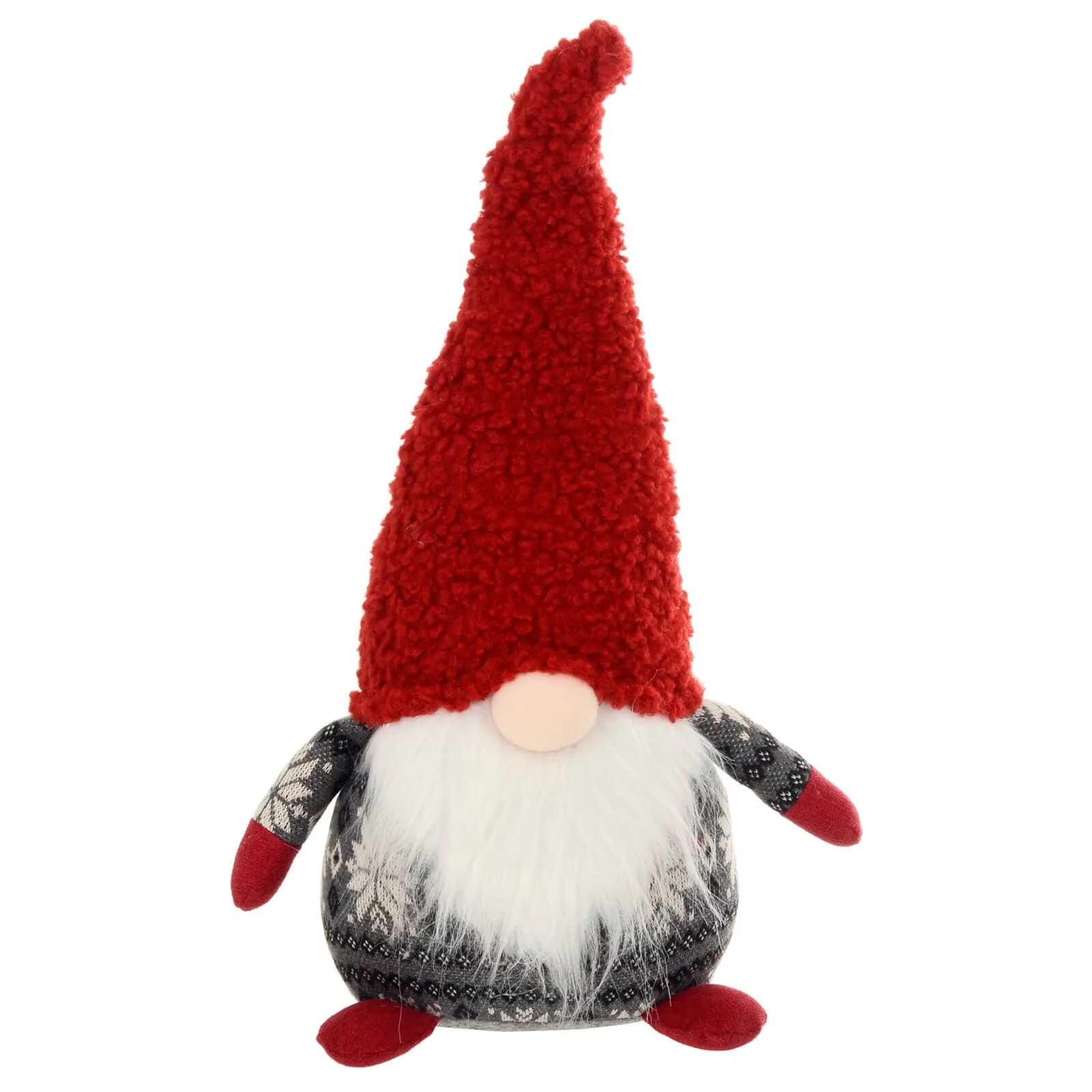 Christmas Gonk Decoration Fair Isle Jumper Grey Red Gnome 46cm