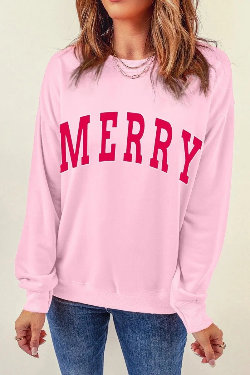 Christmas Pink MERRY Sweatshirt