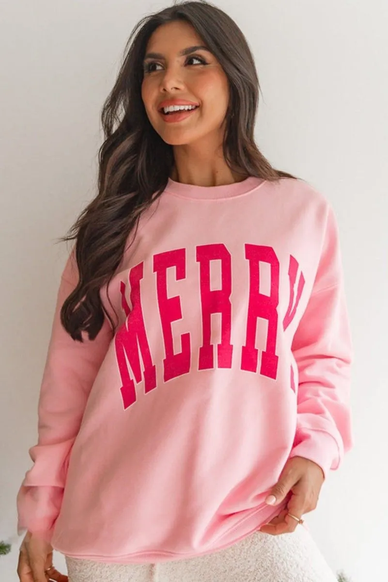 Christmas Pink MERRY Sweatshirt