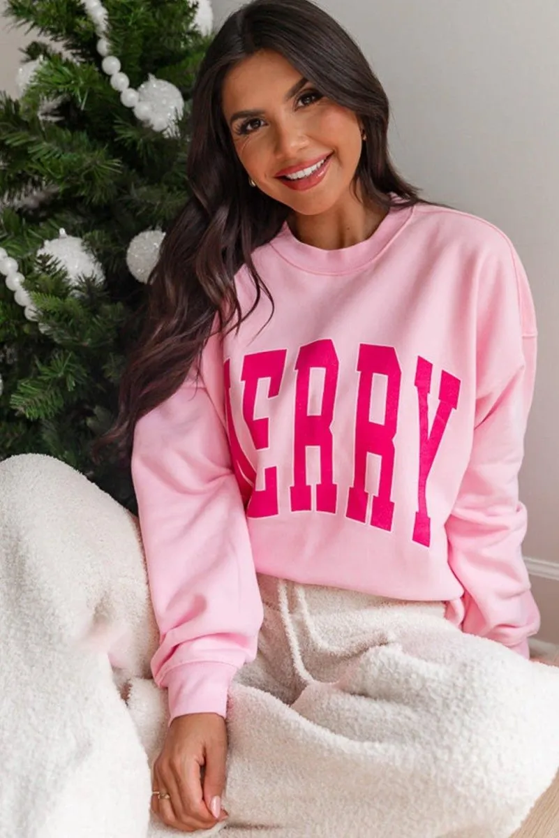 Christmas Pink MERRY Sweatshirt