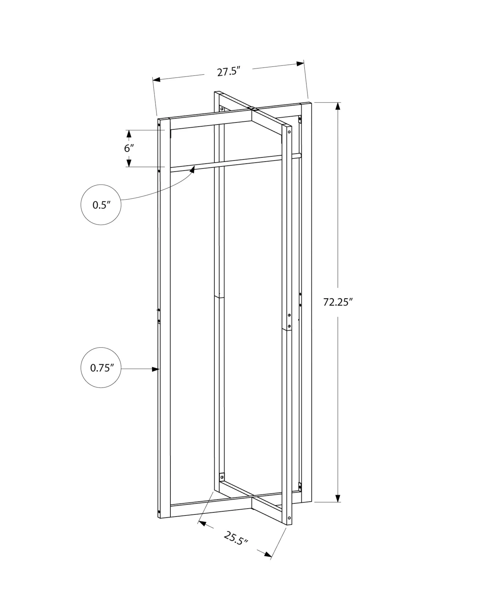 Coat Rack, Hall Tree, Free Standing, Hanging Bar, Entryway, 72"h, Bedroom, White Metal, Contemporary, Modern