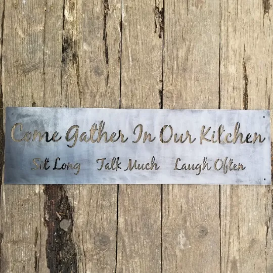 Come Gather in Our Kitchen Sign - Personalized Kitchen Signs - Farmhouse Kitchen Decor - Modern Farmhouse - Metal Wall Art - Modern Kitchen