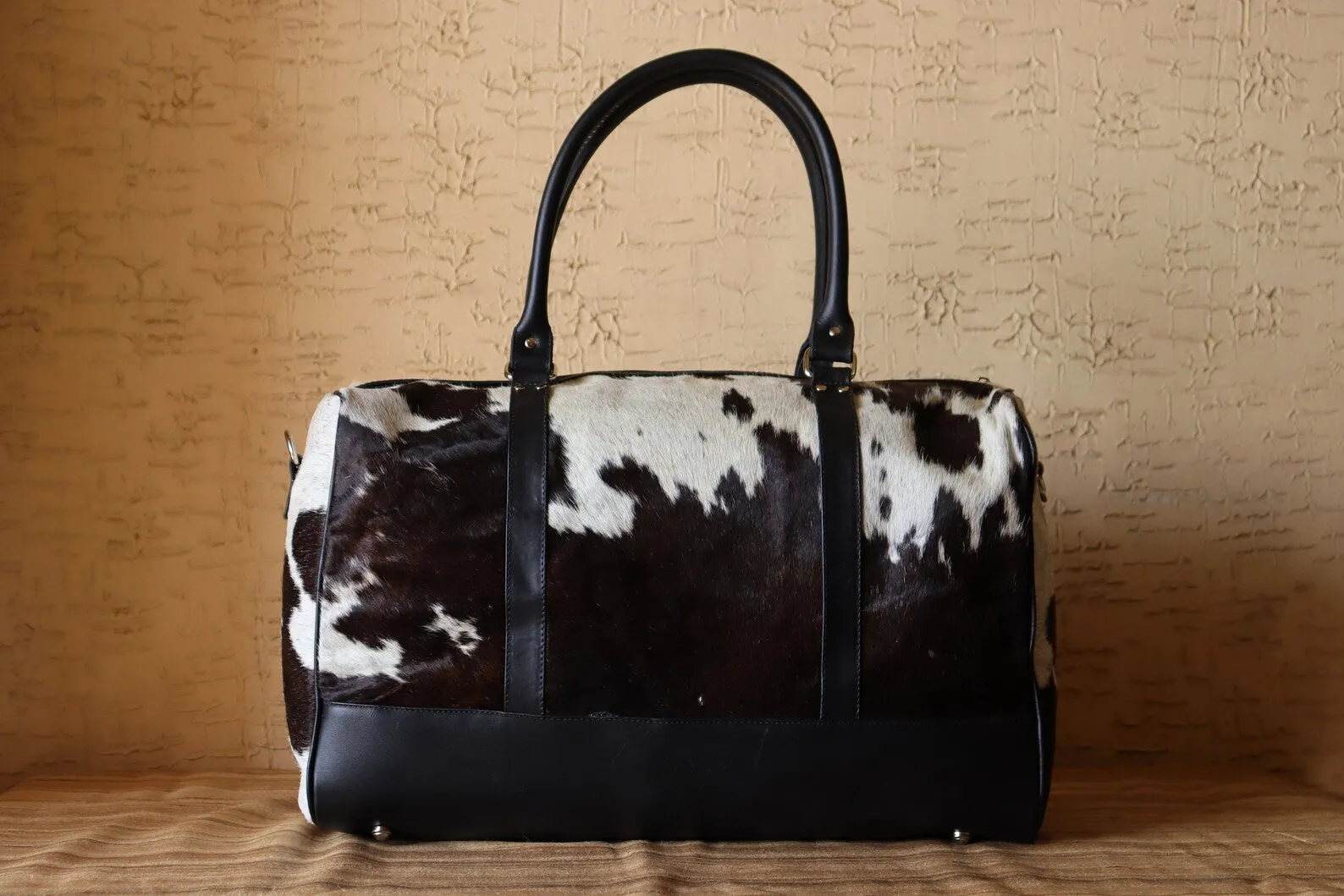 Cowhide Overnight Travel Duffel Bag